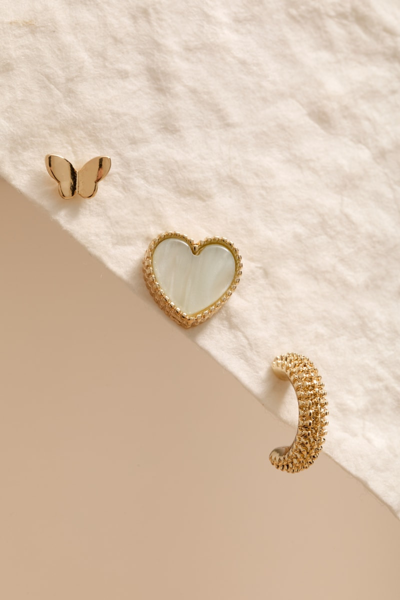 Mai Heart Butterfly And Hoop Earring Set