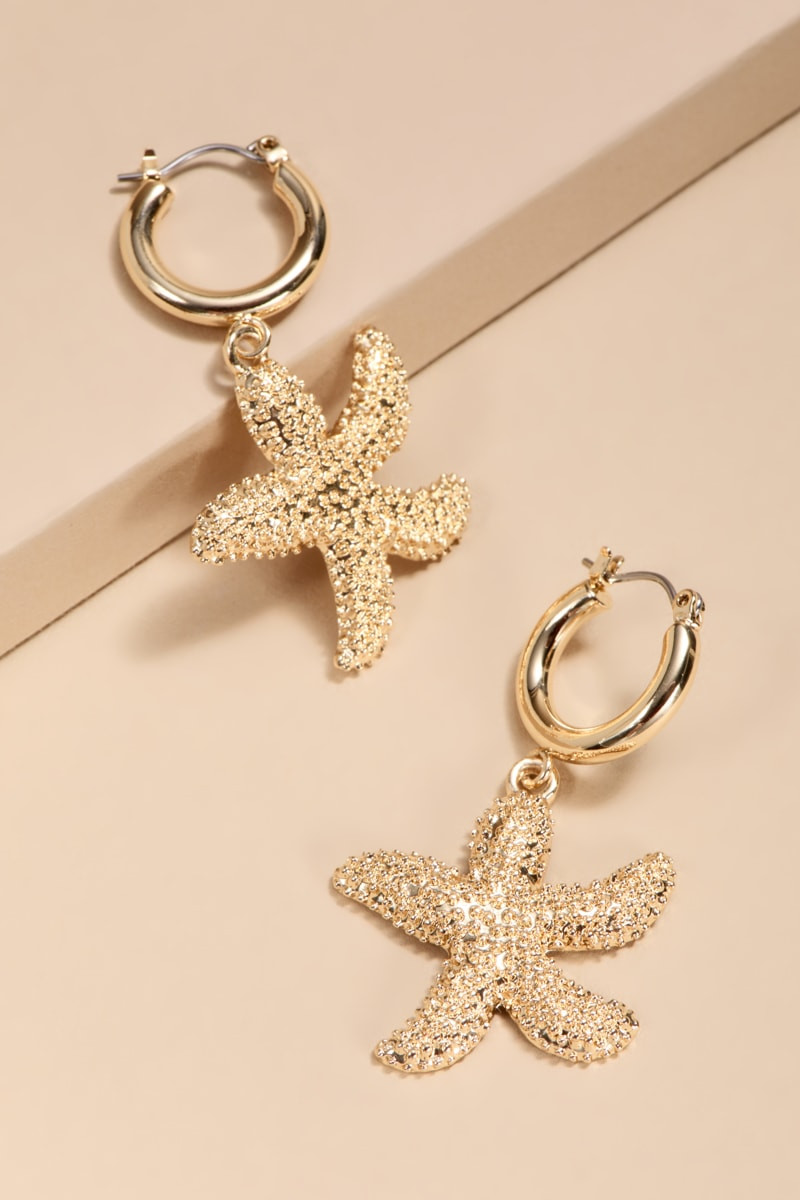 Debbie Starfish Charm Huggie Earrings