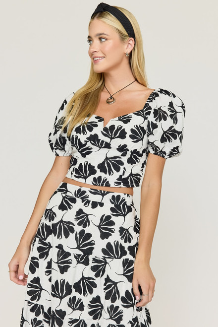 Cindy Leaf Print Top