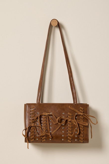 Sandra Lace Up Studded Shoulder Bag
