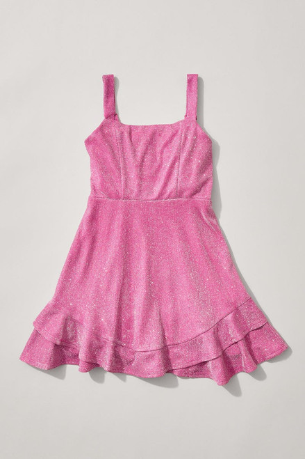 Hello Franki Sleeveless Pink Shimmer Bow Back Dress for girls