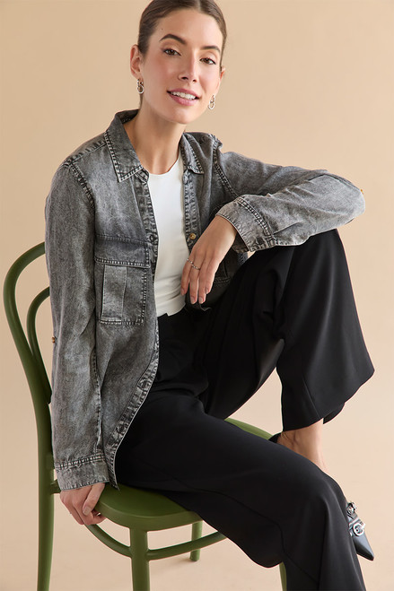 Sally Frayed Hem Tencel Button Down Shirt