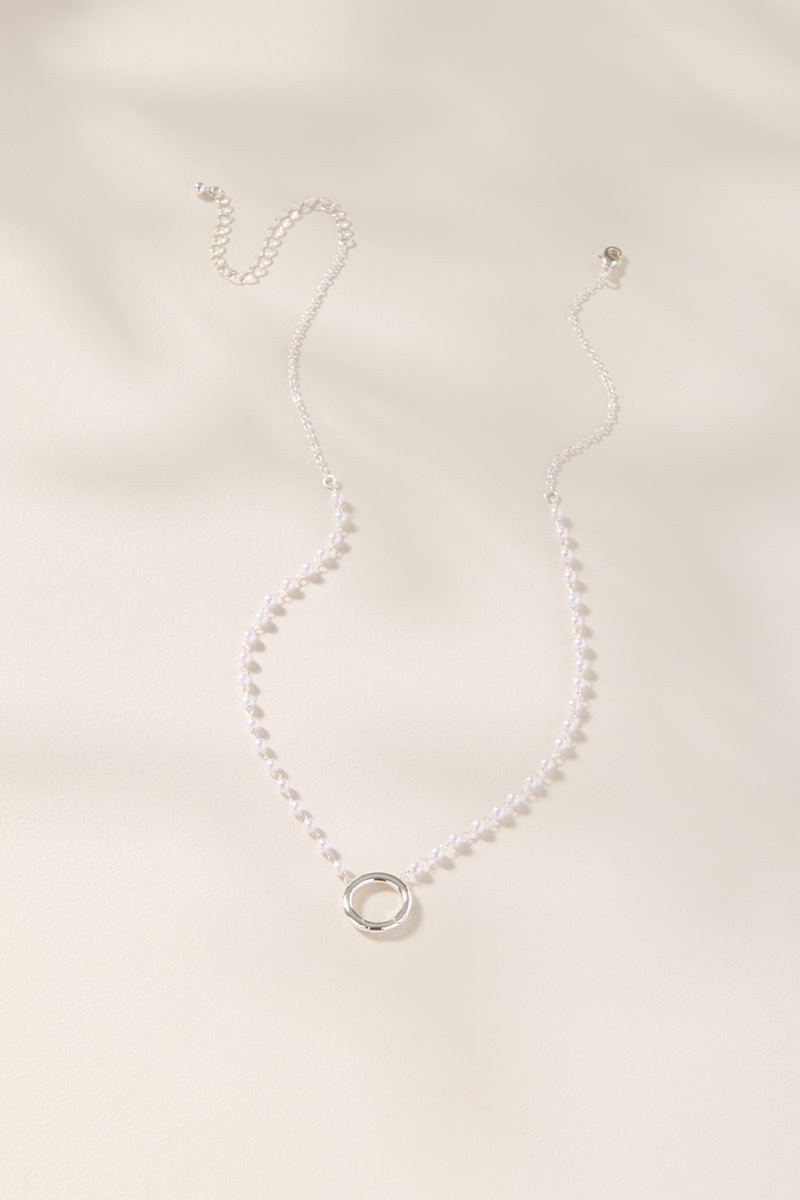 Pearl Cluster Charm Necklace Base Silver