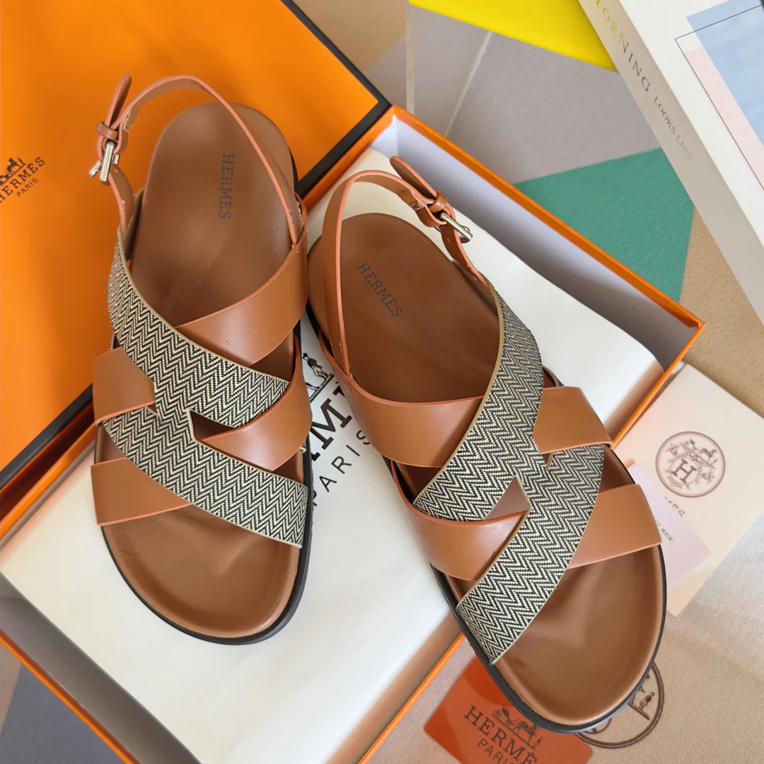 250501 New top-of-the-line simple cross-woven strap slippers