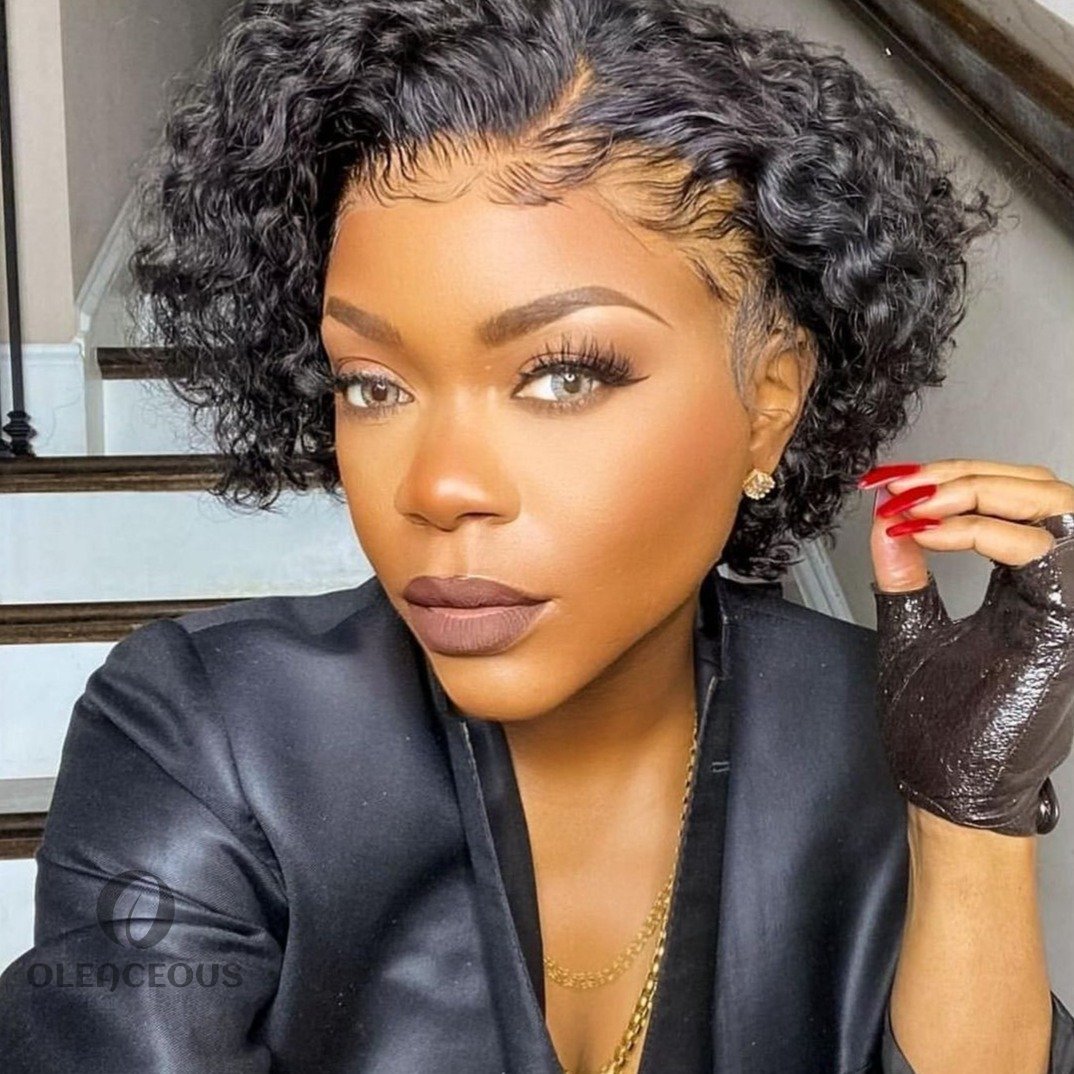 Black Bob Prepluck Glueless Short Wig Bob Curly Hair