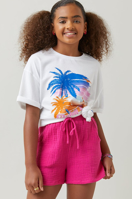 Hello Franki Drawstring Gauze Shorts for girls