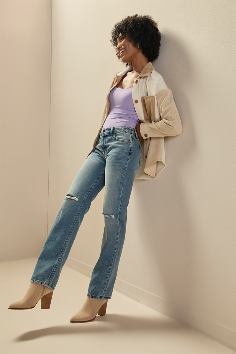 Genevieve Destructed Denim Jeans