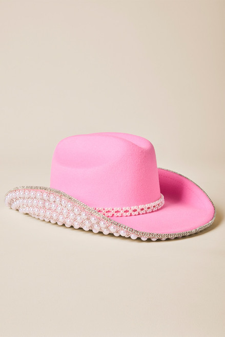 Stacy Pearl Embellished Cowboy Hat