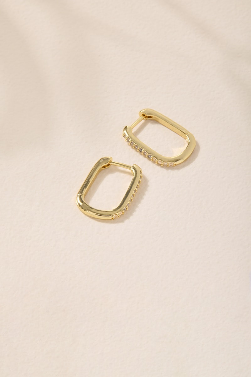 Marla Gold Pave Hoop Earrings