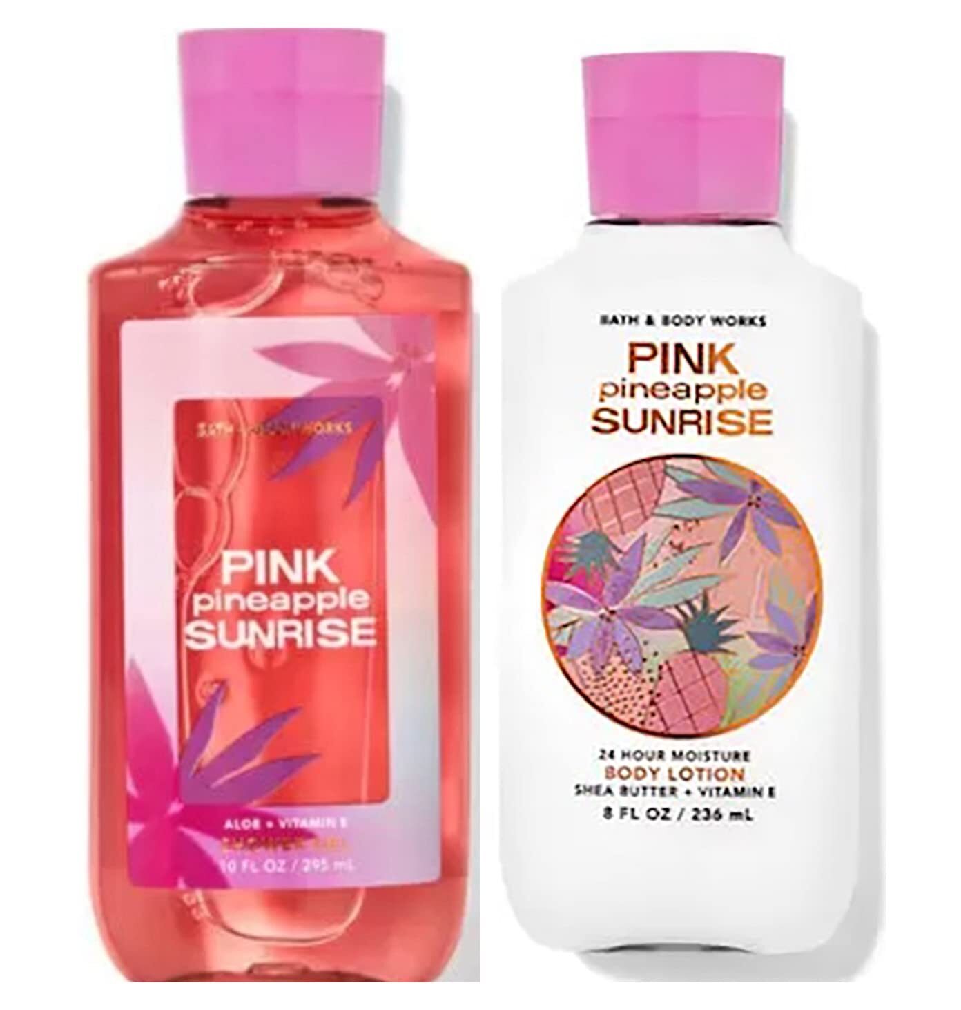 Bath & Body Works Pink Pineapple Sunrise Signature Collection Body Lotion and Shower Gel Gift Sets For Women (Pink Pineapple Sunrise)