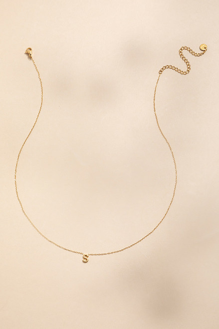 S Mini Initial Stainless Steel Pendant Necklace
