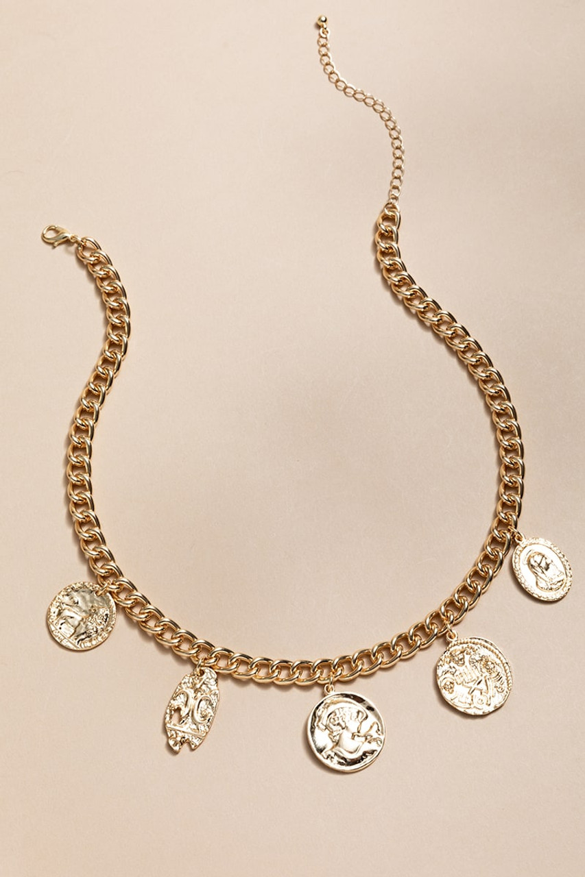Alice Coin Charm Gold Chain Necklace