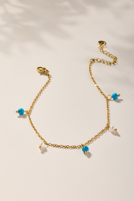 Dana Turquoise Pearl Beaded Anklet