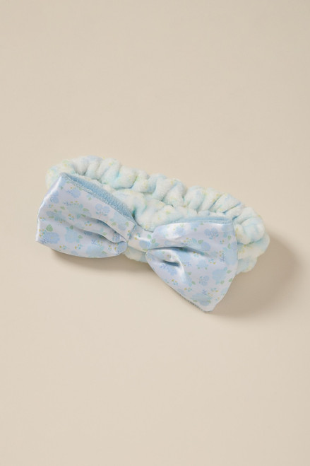 Blue Floral Bow Spa Headband