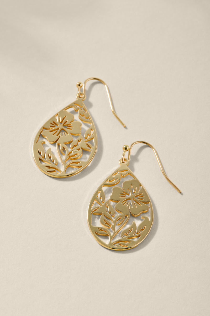 Ashley Floral Filigree Drop Earrings