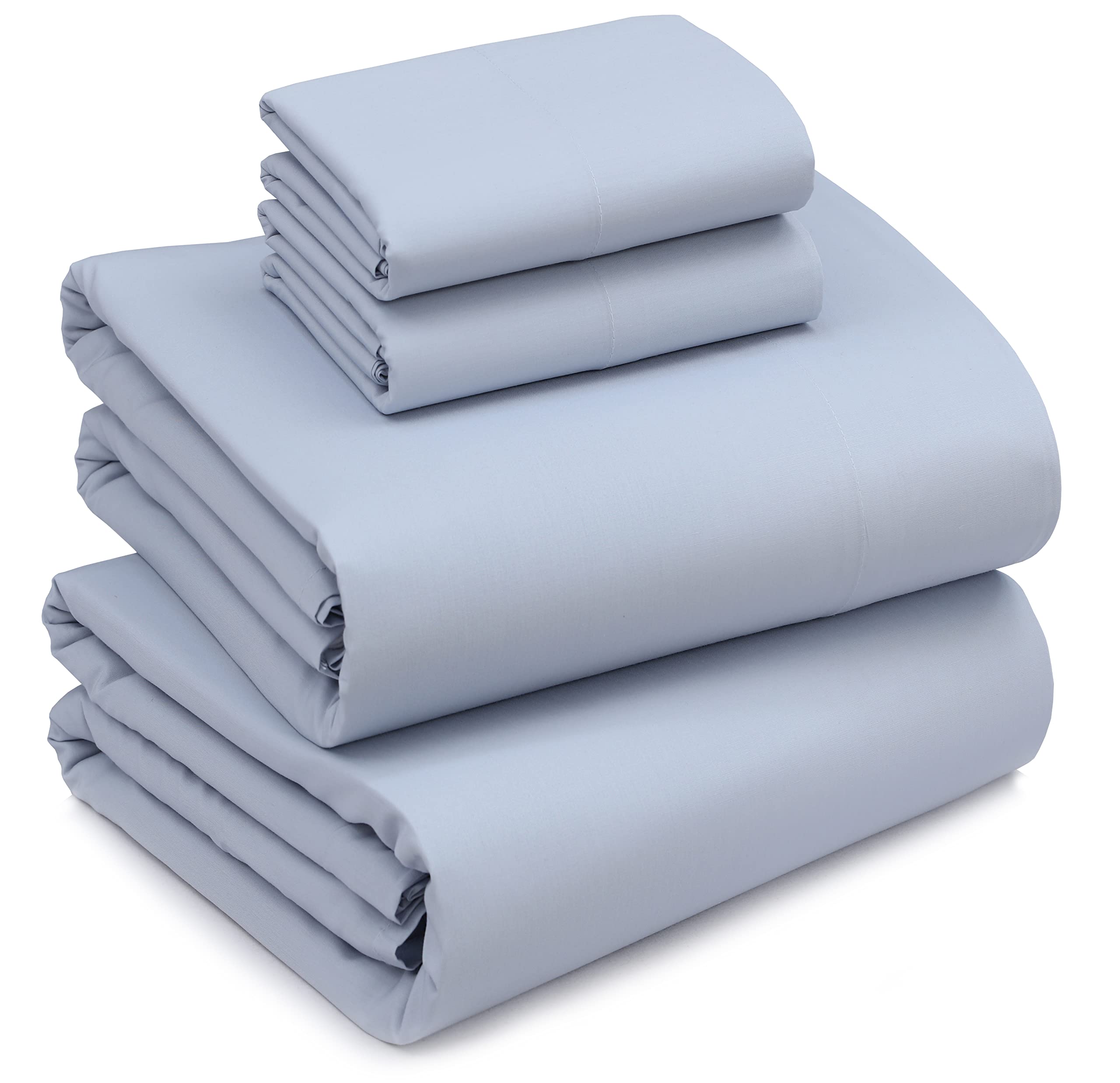 Pastel Blue100% Cotton Sheets - Soft & Breathable Sheet Set - 4 Pieces