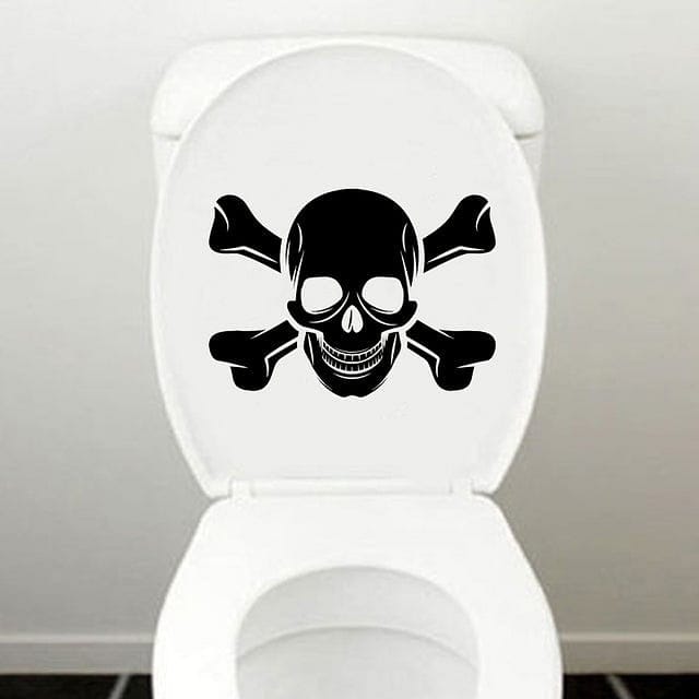 Skull Cross Bones Bathroom Toilet Stickers