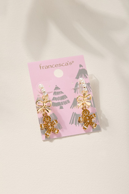 Gingerbread Bow Drop Earrings