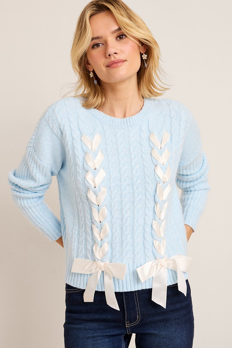 Avery Lace Up Sweater