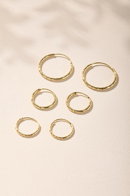 Connie Knife Cut Hoop Earrings Set