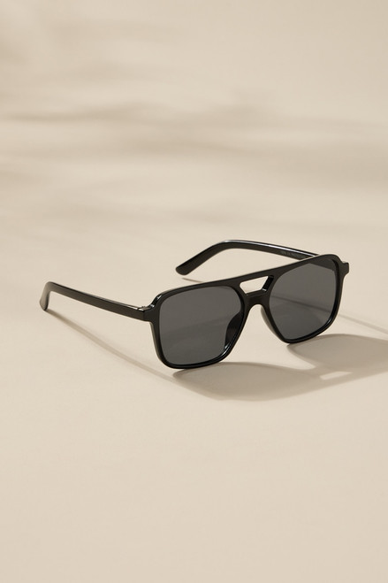 Dora Black Lens Plastic Aviator Sunglasses