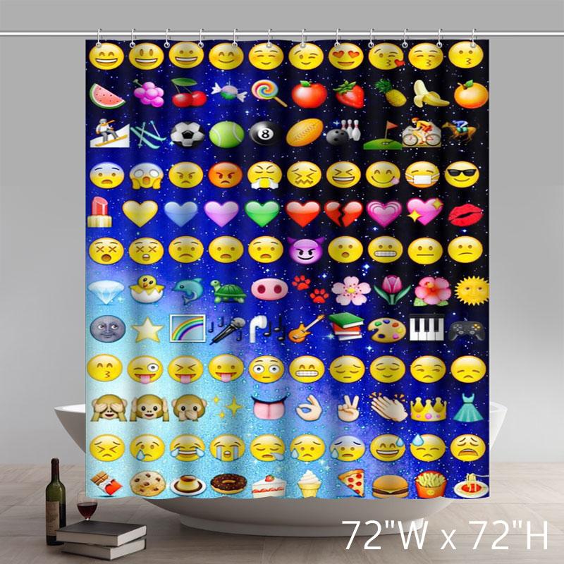 Funny Emojis 100% Polyester Waterproof Shower curtain
