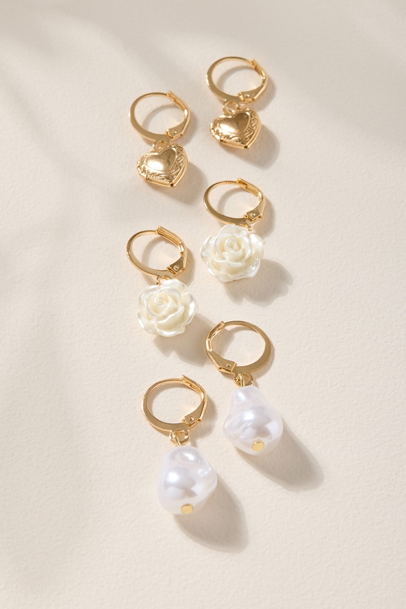 Alice Rose Charm Hoop Earring Set