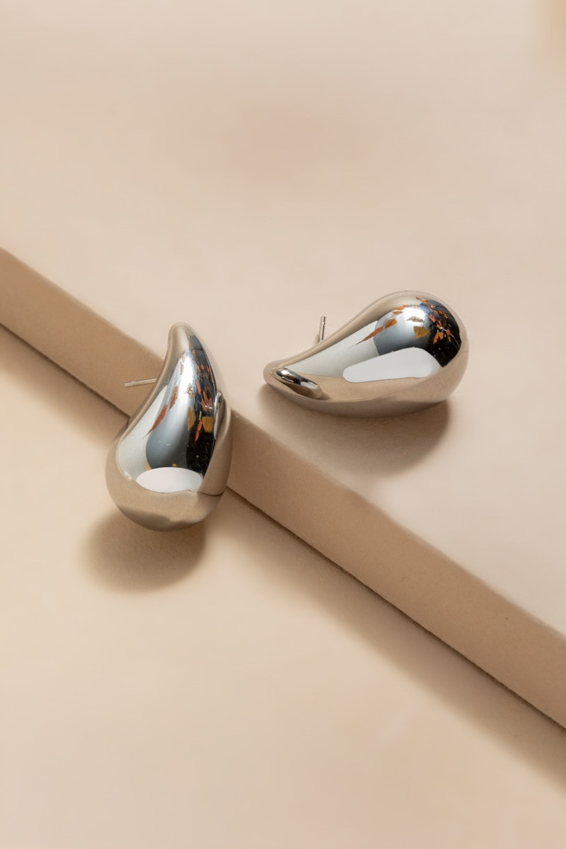 Mia Stainless Steel Silver Teardrop Earrings