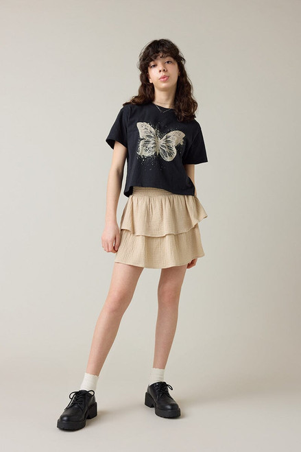 Hello Franki Butterfly Crop T-Shirt for girls Black