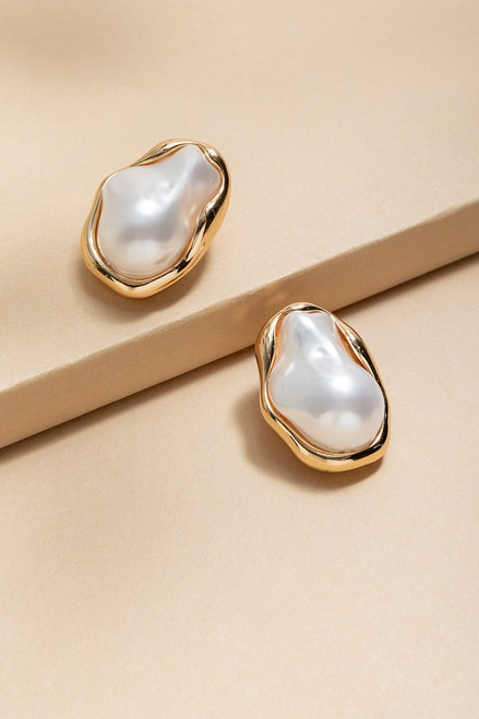 Kasey Organic Pearl Stud Earrings