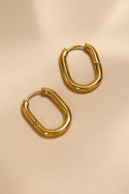 Sheryl Stainless Steel Oblong Hoop Earrings