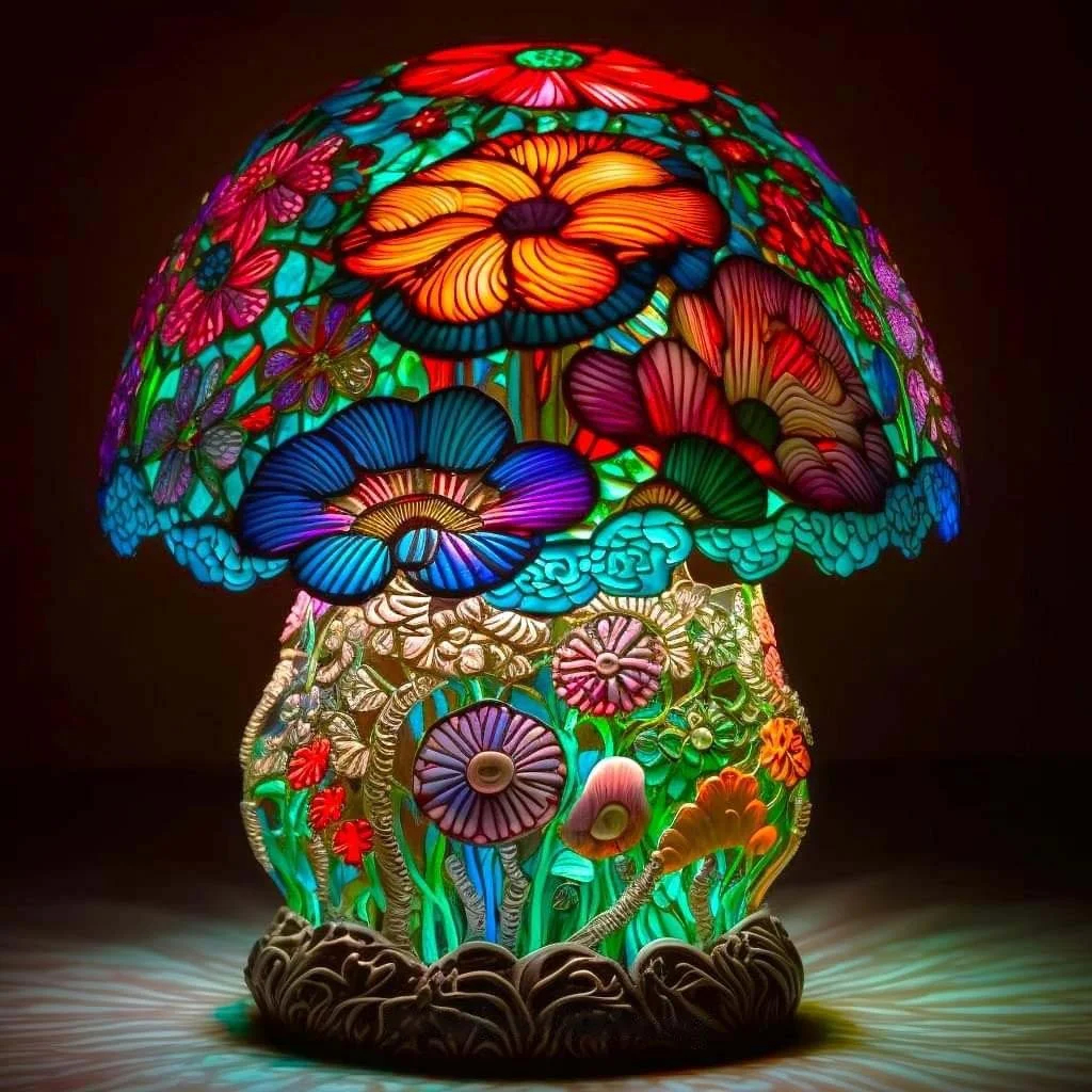 🔥Hot sale🔥--Stained Glass Plant Series Table Lamp