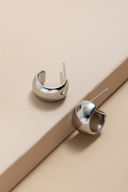 Tia Stainless Steel Bold Huggie Hoop Earrings