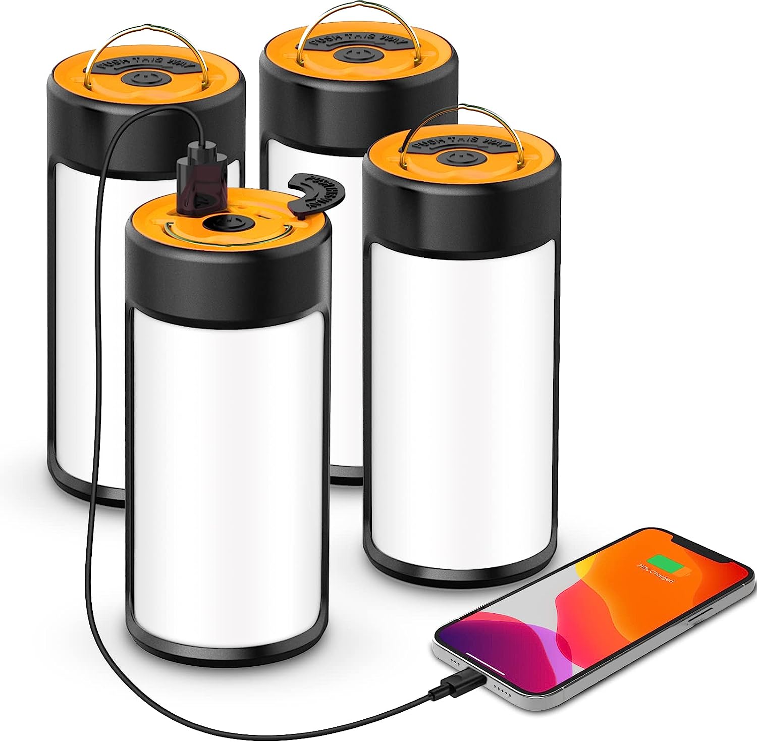 LED Camping Lantern, CT CAPETRONIX Rechargeable Camping Lights with 400LM 5 Light Modes Water-Resistant, Portable Tent Lights for Camping Power Outage Emergency Hurricane Home (2 Pack, Black & Orange)