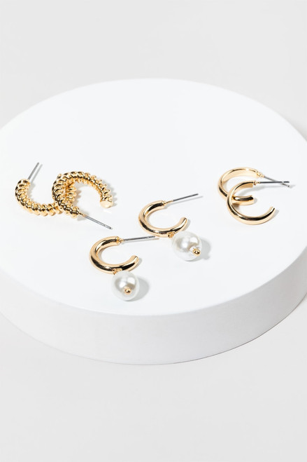 Autumn Pearl Charm Twisted Hoop Earring Set