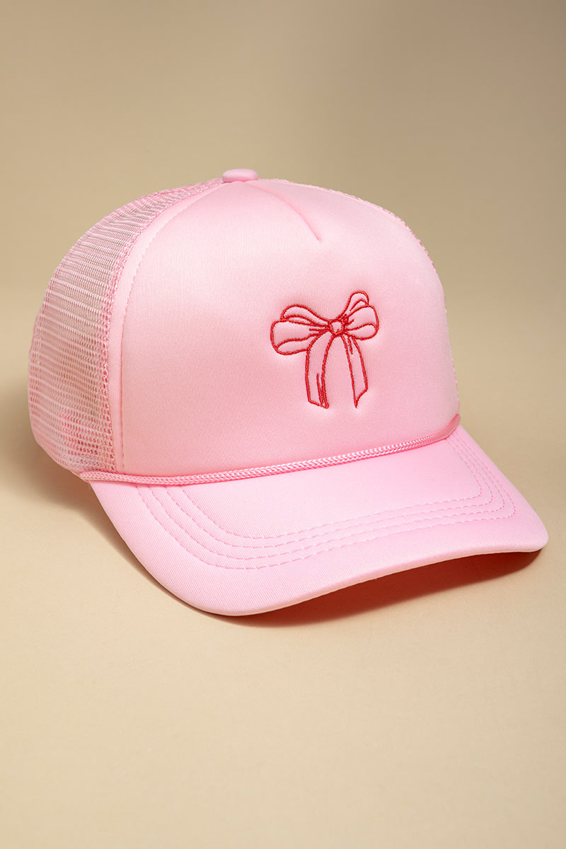 Meghan Embroidered Bow Trucker Baseball Cap