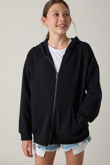 Hello Franki Kaitlin Solid Oversized Zip Hoodie for Girls