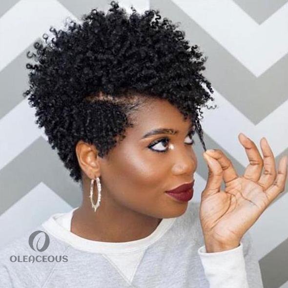 kinky African American Spiral Short Afro Curly Hair Wig for Women
