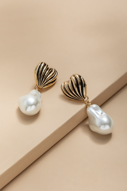 Jenny Embossed Heart Drop Earrings