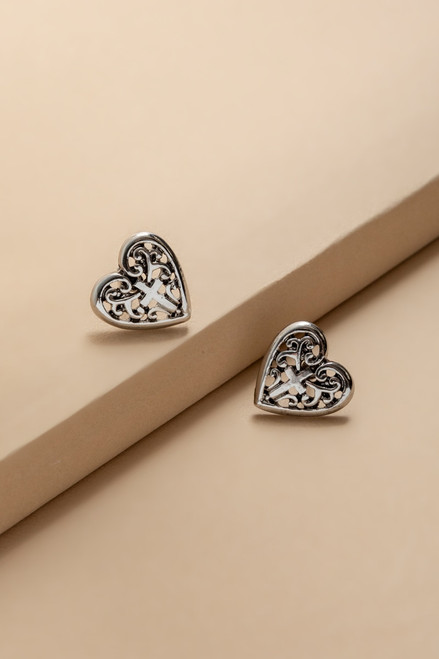 Sandra Embossed Silver Stud Earrings