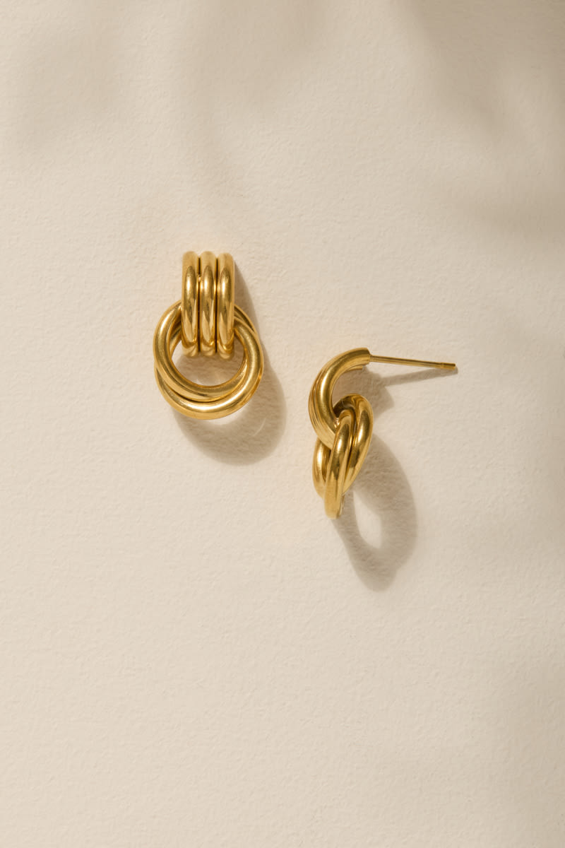 Alisa Stainless Steel Doorknocker Gold Earrings