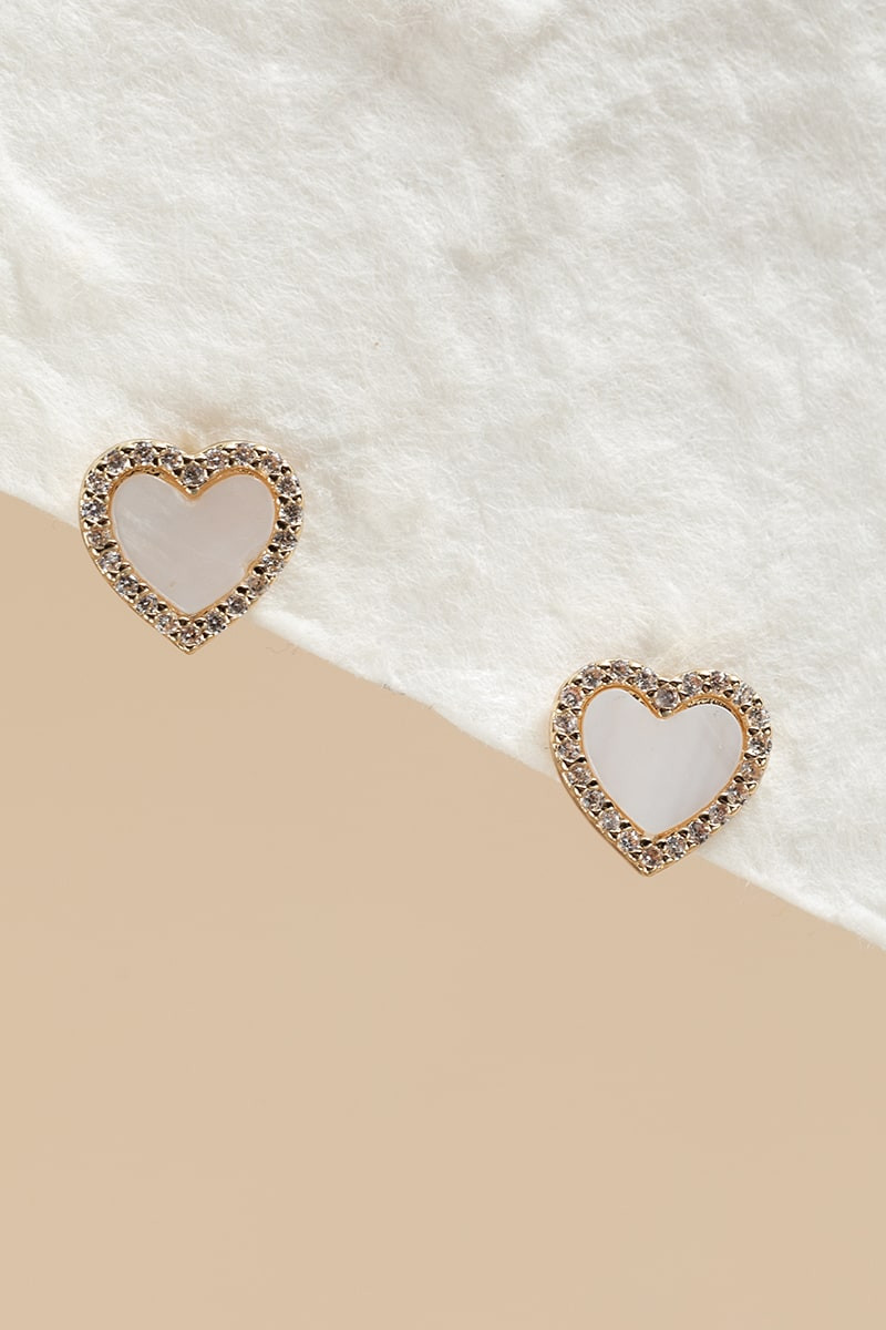 Brenda Heart With Pave Outline Earrings