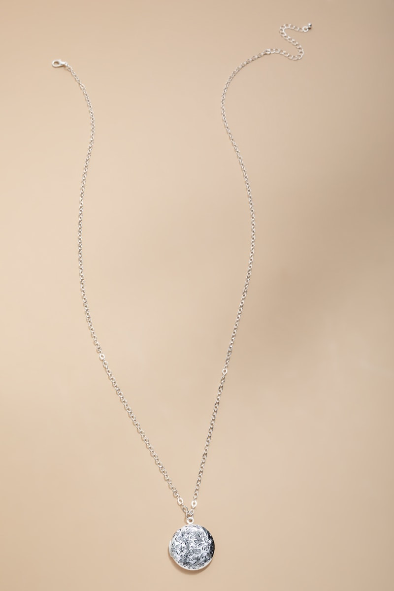Jodie Silver Locket Pendant Necklace
