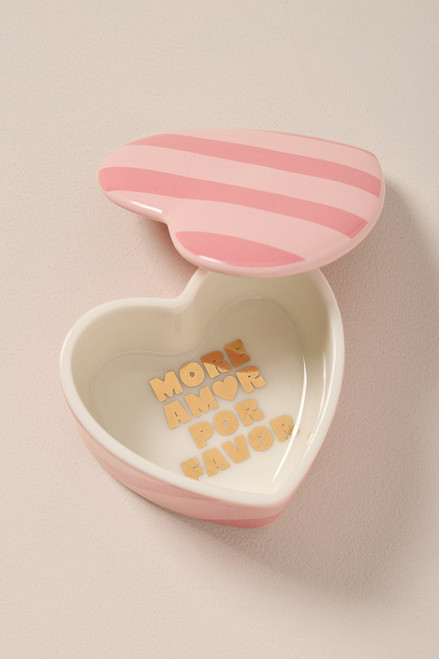 Striped Heart Shaped Trinket Box
