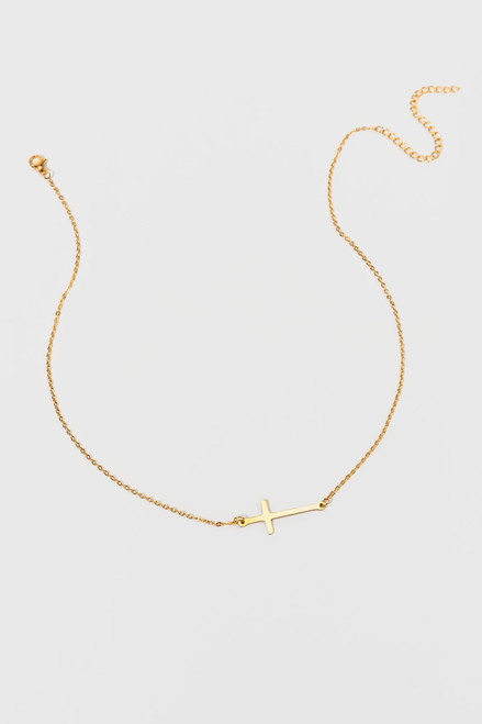 Jules Sideways Cross Necklace