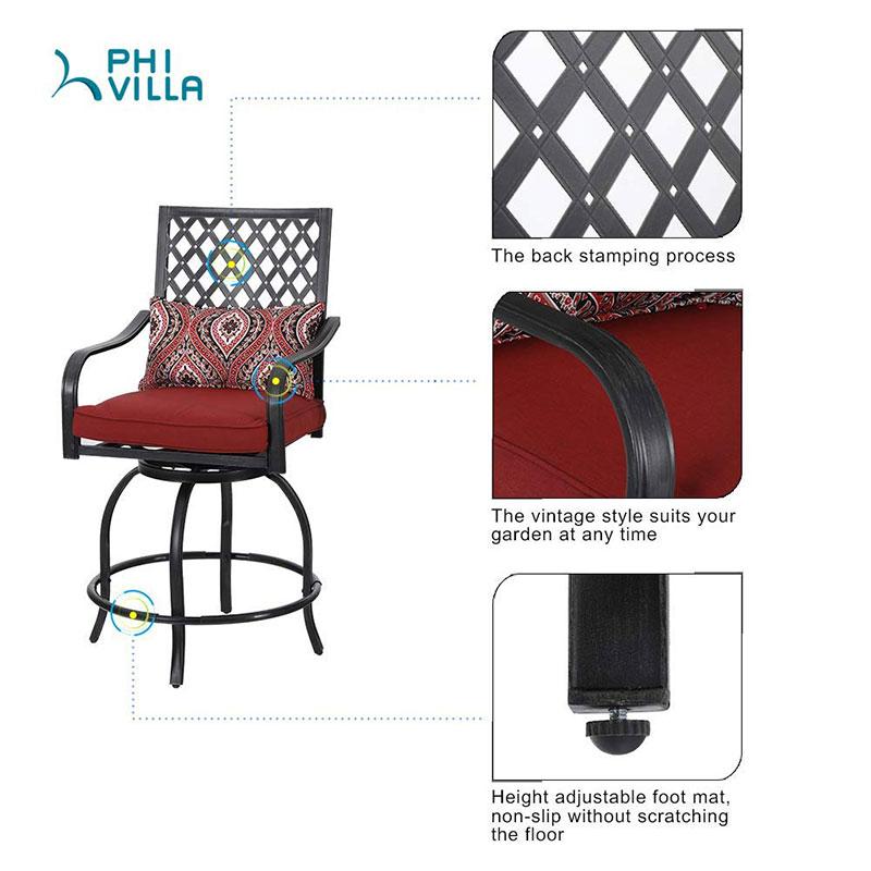 Outdoor Extra Wide Height Swivel Bar Stools Set