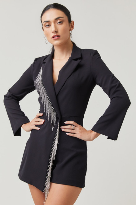 Victoria Side Fringe Romper Blazer