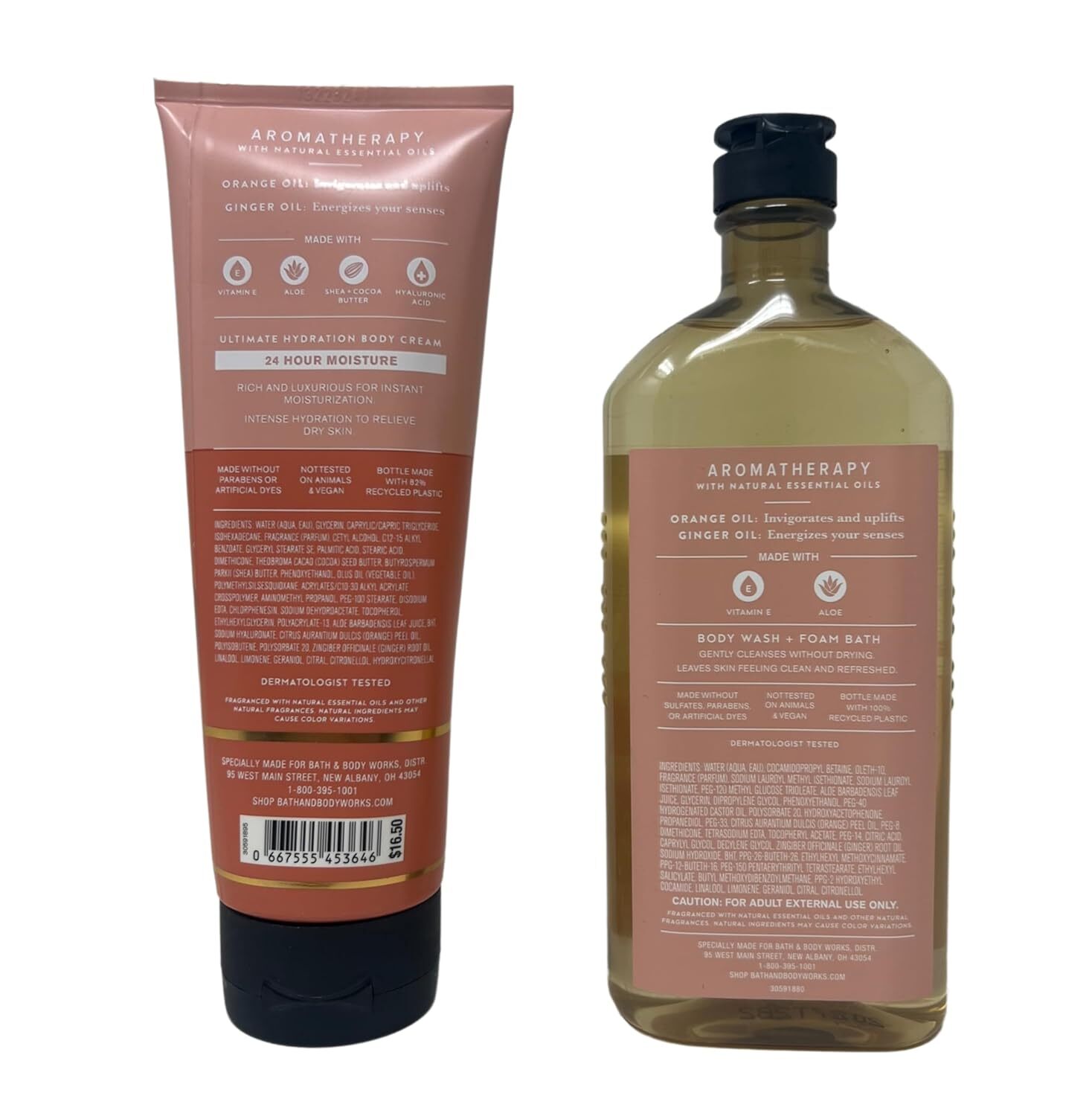 Aromatherapy Energy, Orange & Ginger Set - Body Wash & Cream