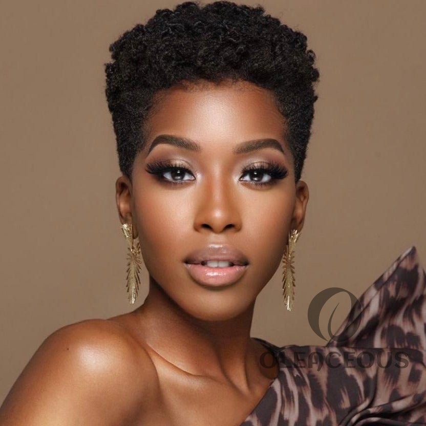 -New Small Curly Wig Ladies Short Curly Hair Black