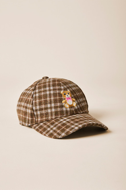 Teddy Bear Plaid Baseball Hat